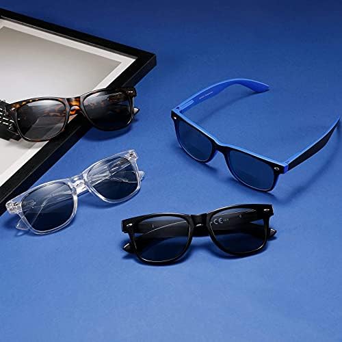 DILLY VISION 4 Опаковки Бифокальных Слънчеви очила за четене за Мъже И Жени, Класически Улични Слънчеви Очила с UV400