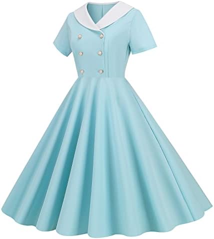 Ежедневни рокли за жени на 1950-те Години, Винтажное Рокля-люлка с V-образно деколте и Ревери, Еластично Вечерна Рокля Миди