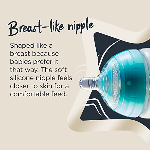 Бебешки бутилки Tommee Tippee Срещу Колики, Биберон под формата на гърди с бавен поток и Уникална система за вентилация Против