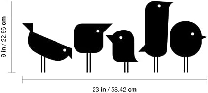Комплект от 5 Винил художествени стенни стикери - Набор от Малки Птички - 9 x 23 - Модерен Забавен Стикер