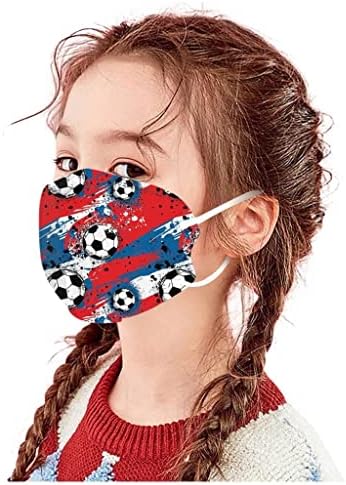 10 бр. Детски защитна маска за лице с принтом футболен елемент Mas_ks, 3 Лентови Дишаща Регулируема Множество Кърпа
