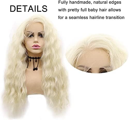 Перуки Перука на косата 360 Синтетични Еротичен Дантелен Перуки, Съвместими с черни и бели жени, Платинена Блондинка