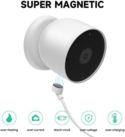 Захранващия кабел на камерата Ayotu за Google Nest Cam (батерия), захранващ адаптер 5 В 2 И постоянен ток за улицата,