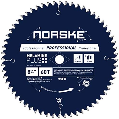 Пильный диск Norske Tools NCSBP272 8-1/4 инча 60T Melamine Плюс за сверхгладкой рязане на меламин, ламинат, твърда