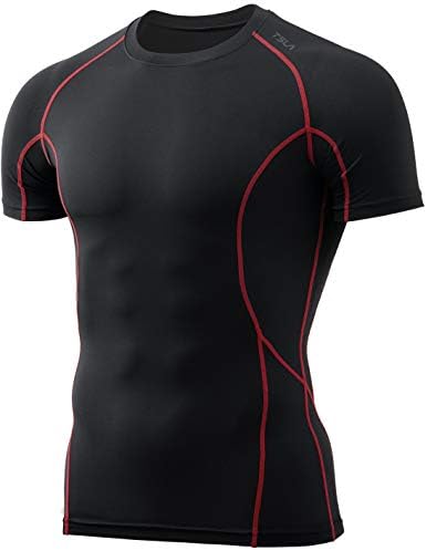 TSLA 1 или 3 Опаковки Мъжки Компрессионных Блузи UPF 50+ Quick Dry С Къс Ръкав, Спортна Риза За тренировки, Защита