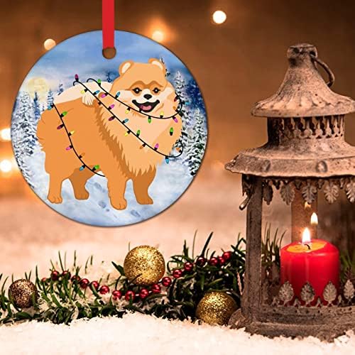 Коледен Орнамент Куче с Коледните Светлина Коледна Украса Забавни Коледни Декорации за Домашни Любимци Коледна Елха Такса