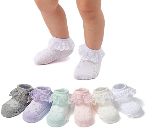 Дантелени Чорапи Mini Angel за Малки Момичета, Чорапи с Двойни/Уши, Дантелени Чорапи с Волани и Рюшами за бебета и малки