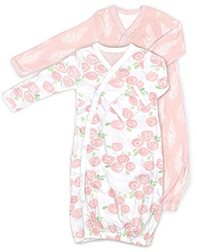 Бебешки органични рокли-кимоно Cambria Бебе. Странични бутони с вградени ръкавици. (0-6 месеца, Пера
