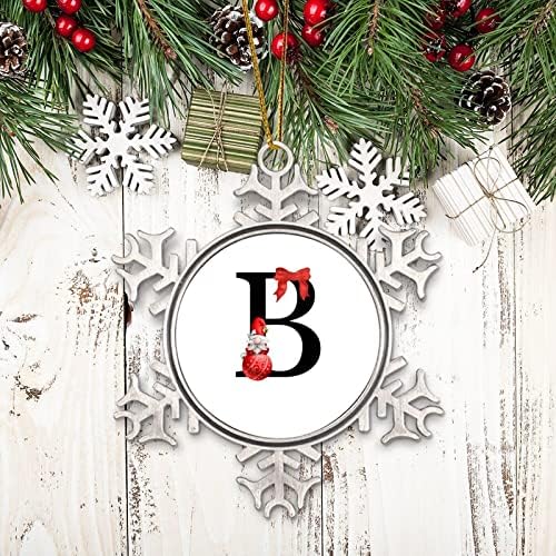 Забавен Дядо коледа-Джуджето Черно Инициал на Името на Б Коледно Дърво Окачен Метален Орнамент Коледен Сценарий Писмо