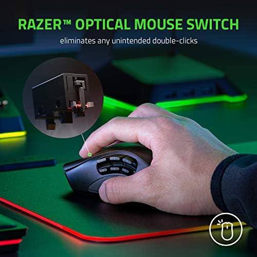 Безжична детска мишка Razer Naga Pro: Замяна на лента с конфигурацията на бутоните 2, 6, 12 - Оптичен сензор Focus