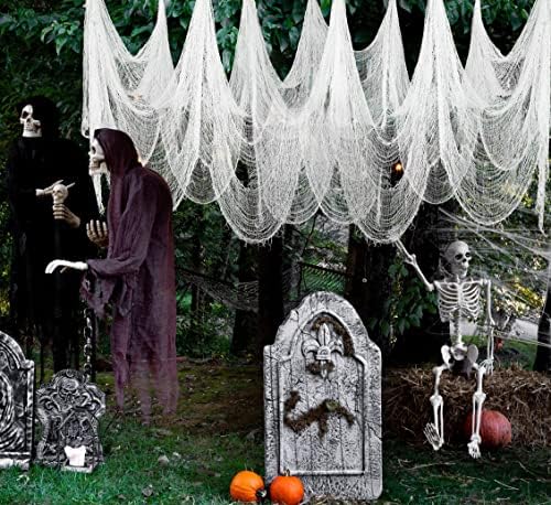 Зловеща Кърпа за Хелоуин, Бяла 2 бр., 80 х 200, Оформяне на декорации за парти на Хелоуин, Зловеща Украса за Хелоуин на