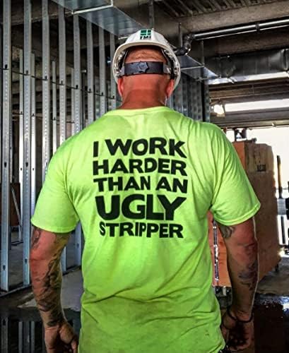 На никого не му пука - работете здраво по-здраво - Жълт Забавна тениска За строителни работи Hi Vis Safety