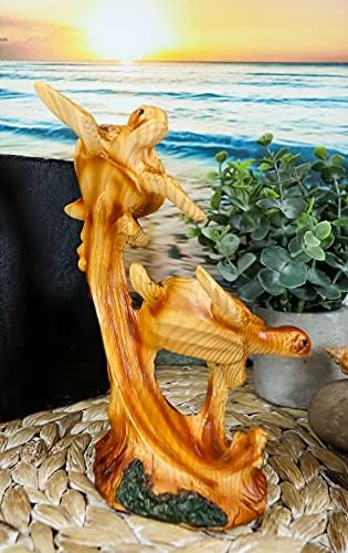 Статуетка Ebros, Исследующая морски Костенурки, височина 7,5 инча, с тапицерия от изкуствена дърво и смола, Статуетка за