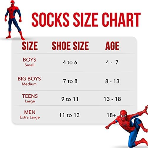 Чорапи Marvel със спайдърмен на за момчета и Мъже, 6 Опаковки Чорапи за Мъже и Момчета, Мъжки Спортни Чорапи, Спортни