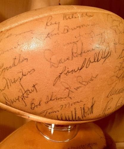 Винс Ломбарди, Барт Стар и екип Пакърс Подписаха Wilson NFL Leather Football PSA - Футболни топки С Автографи