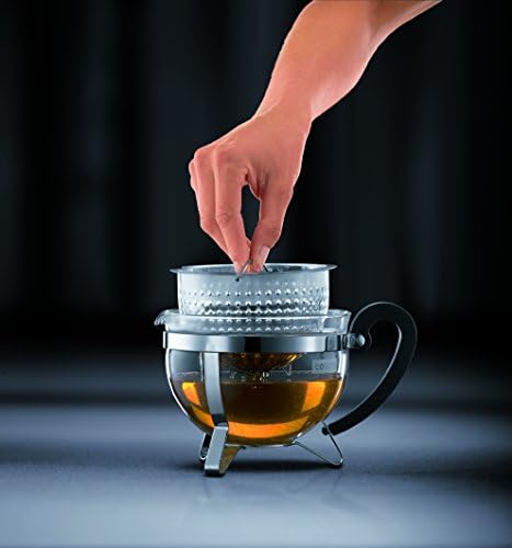 Bodum Чайник Chambord с Цветен Пластмасов Капак, Дръжка и Плат, 34 грама, Бял