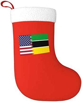 Коледни Чорапи с Флага на сащ TZT и Флага на Мозамбик, Подаръци за Коледно парти за семейни Празнични украси 18 Инча