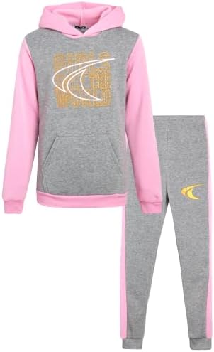 Комплект за активно бягане за момичета TKO - Пуловер с качулка от 2 теми и панталони за джогинг (Размер: 7-12)