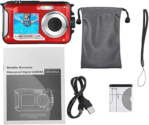 eDealz 48-Водоустойчива Мегапикселова Цифрова камера с Full HD 1080P с двоен дисплей за подводни снимки и видео запис с led