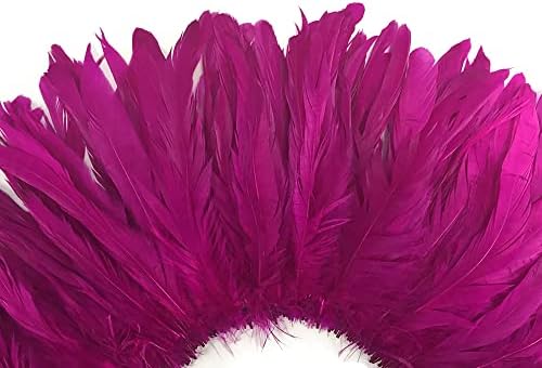 2,5-Инчов Ивица - Розов цвят Фуксия С Нанизанными Натурални Отбеливателями и Оцветени Пера от Опашките на Кокосови