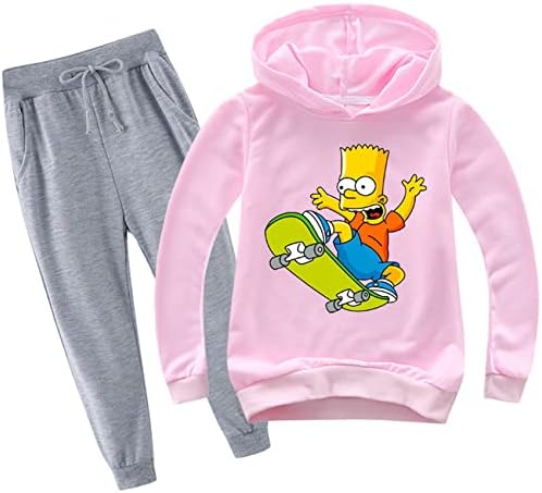GTWAZ/Комплект от Пуловера с качулка и панталони за джогинг семейство Симпсън за момчета и момичета - Всекидневни