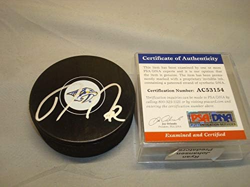 Райън Йохансен подписа хокей шайба Нешвил Предаторз с автограф на PSA /DNA COA 1A - за Миене на НХЛ с автограф