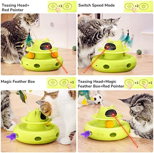 Играчки за котки CATISM 4-в-1, Интерактивна Играчка за котки в затворени помещения, Електронни Автоматични Играчки за котки-Указок,