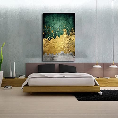 Стенен Декор Платно Изкуство, Абстрактна Зелено-Златна Живопис Съвременно Изкуство Стенни Снимка на Плакат Стенни Художествена