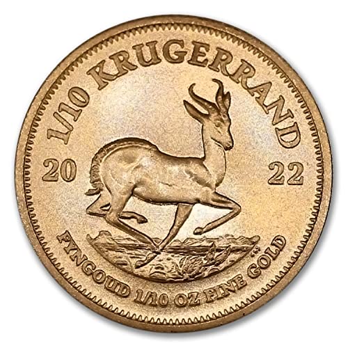 Монета Крюгерранда от Южноафриканското злато 2022 година с тегло от 1/10 унция, Брилянт, без да се прибягва