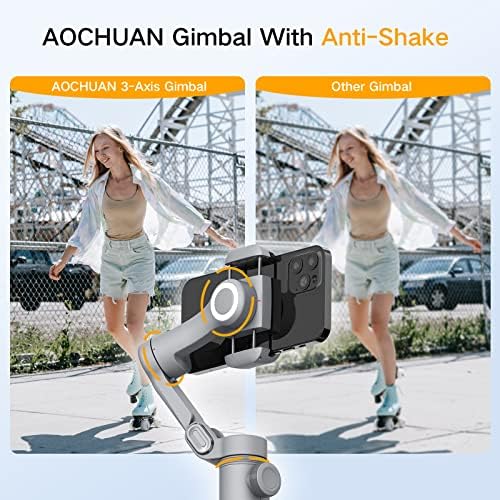 AOCHUAN Smart X-Pro, трехосевой кардан стабилизатор за смартфон, вграден трехскоростной заполняющий лампа,