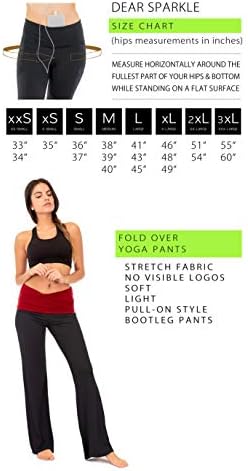 Дамски Ластични Панталони DEAR SPARKLE С флип от облегалката За йога | Контрастиращи Свободни Панталони За