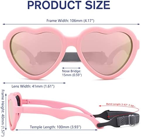 Детски Поляризирани очила Melpomenia във формата на сърце с Регулируема Каишка Небьющихся Нюанси за Новородени на Възраст