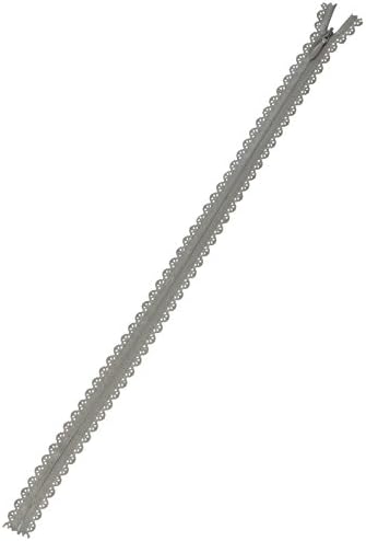 Стоки от чужбина Дантела с цип Ширина 40 см, 19 мм, Тъмно сив цвят, 40 см /19 мм