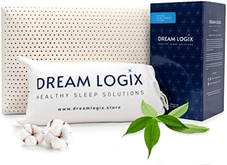 Възглавница Dream Logix Talalay от естествен латекс - Здрава, Стандартен размер 24 x16x5, за съня на ваша страна, за гърба и