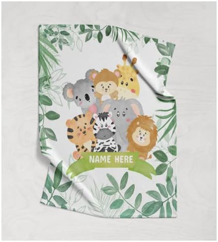 Персонални Одеяло по Поръчка за Малки Деца и Домашни Животни Възрастен Подарък за Душ с Името на Детето Акварели Животни
