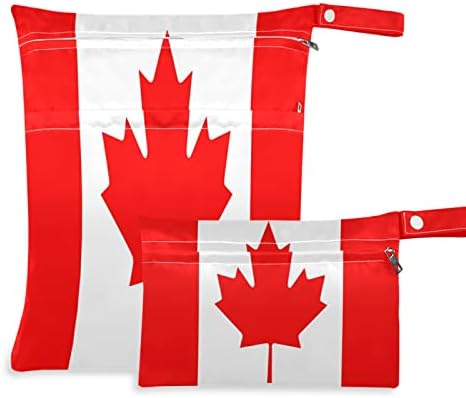 ZZXXB Флаг на Канада Водоустойчив Влажна Чанта за многократна употреба Текстилен Влажна Пелена Суха Чанта с Джоб