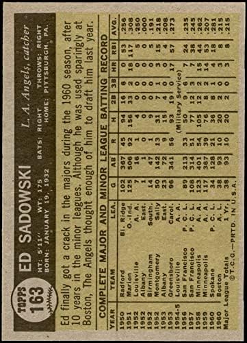 1961 Topps 163 Ед Садовски Ангелите Лос Анджелис (Бейзболна картичка) NM Angels
