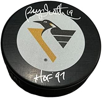 БРАЙЪН ТРОТТЬЕ подписа на шайбата на Питсбърг Пингуинс - КОПИТО 97 - за Миене на НХЛ с автограф