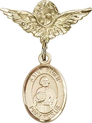 Детски икона Jewels Мания за талисман на Свети Апостол Филип и икона на Ангел с крила на Булавке | Детски икона