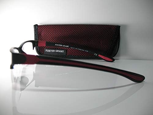 Очила за четене в полукадровой рамки Foster Grant Scoot Черно-Червена Гумена дръжка с футляром + 2.50