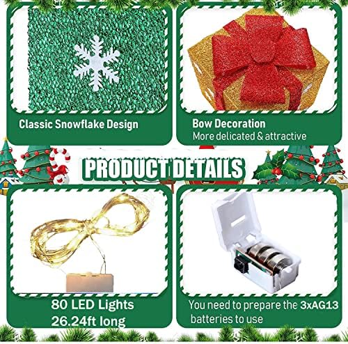 [Много Големи 12-10-8-6] 4 Опаковане на Коледни Подаръци Кутии с Осветление Коледно Led Подарък Кутия с Подсветка За вътрешна