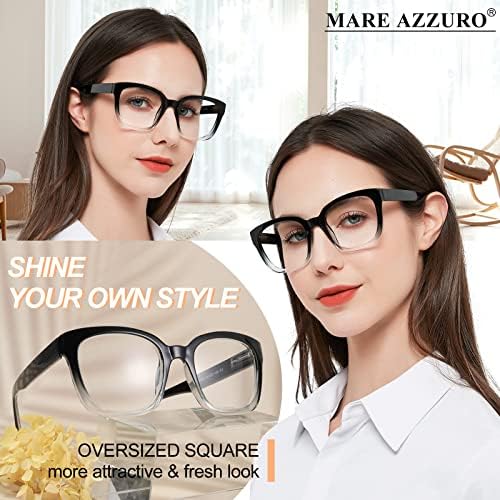 MARE AZZURO Големи квадратни очила за четене 2,5 + женски извънгабаритни очила за четене 1.00 1.25 1.50 1.75 2.00 2.25 2.50