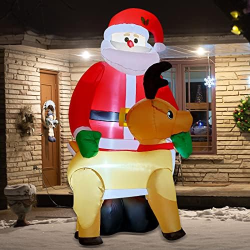 Надуваеми играчки GOOSH 8FT на Открито, Коледа Дядо Коледа с Декорации във формата на Елен, Коледен Надуваем декорация за