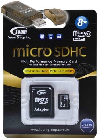 Високоскоростна карта памет microSDHC Team 8GB Class 10 20 MB/Сек. Невероятно бърза карта за LG X335 Xeon GR500. В комплекта