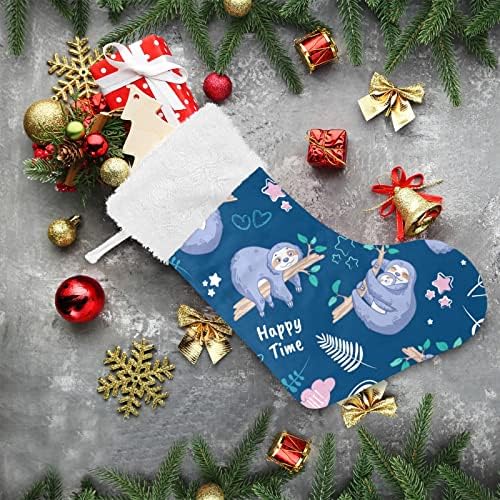 Коледни Чорапи с Красиви Ленивцами xigua, Бели Плюшени Чорапи-маншети, Подарък ленти за Официални Празнични украси,