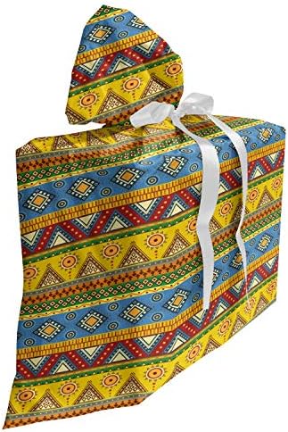 Подаръчен Пакет от Племенни тъкани, Украсени в Перу Фолклорен Стил Кръгли Триъгълни Форми, Подарък Пакет за Партита,
