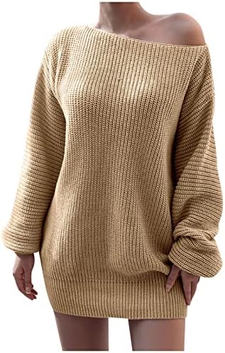 Жена Пуловер с открити рамене, Ежедневното Свободно Вязаное Рокля-Пуловер С Открити Рамене, Ежедневна Рокля-Пуловер Пуловер