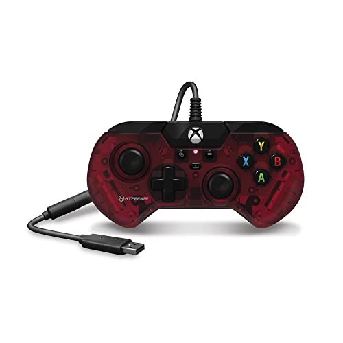 Жичен контролер Hyperkin X91 Лед за Xbox X series | S/Xbox One / Windows 10/11 - Официално лицензиран Xbox (Ruby Red)
