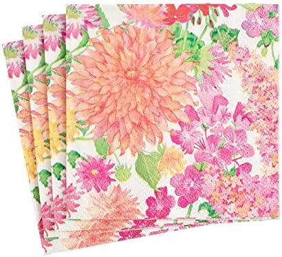 Хартиени салфетки за гости Caspari Summer Blooms - Четири опаковки по 15 броя