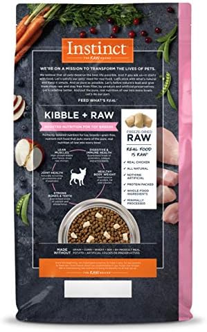 Instinct Raw Boost Toy Breed Рецепта Беззернового Естествен Суха храна за кучета с тази Пиле, пакет тегло от 4 килограма